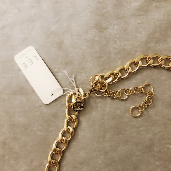 Lee by Lee Angel Frontial GOLD Blue Statement NEcklace  NWT 110 - Picture 4 of 6